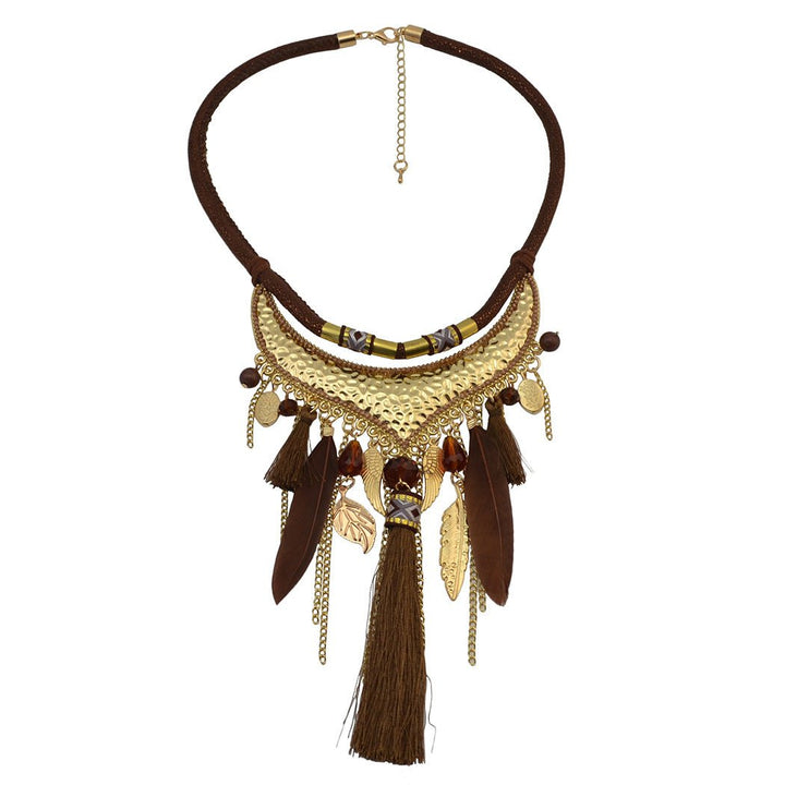 Original jewelry feather leaf tassel necklace - Muhaab