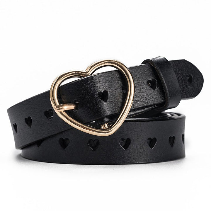 Peach heart buckle leather belt - Muhaab