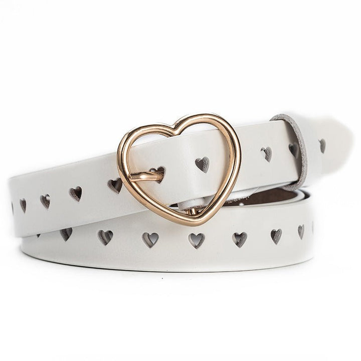 Peach heart buckle leather belt - Muhaab