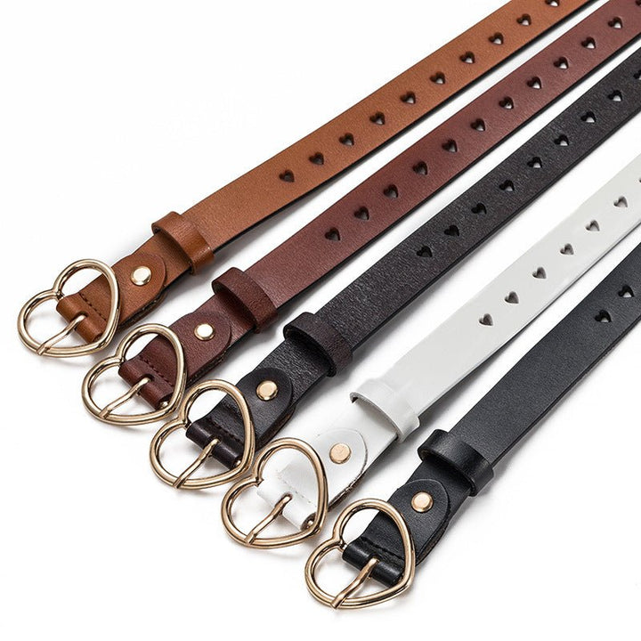 Peach heart buckle leather belt - Muhaab