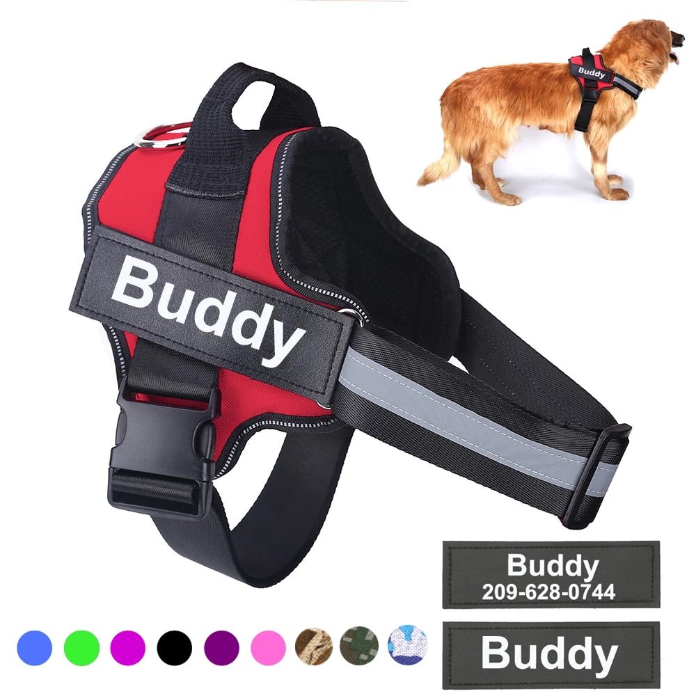 Personalized Dog Harness NO PULL Reflective Breathable Adjustable Pet Harness Vest For Small Large Dog Custom Patch Pet Supplies - Muhaab