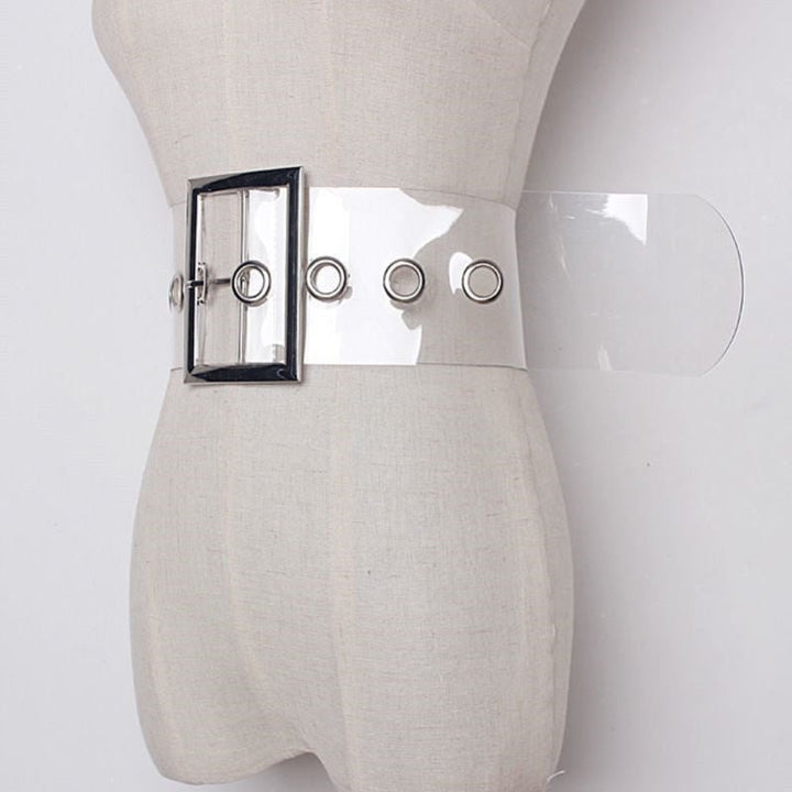 Plastic PVC Full Transparent Women's Wide Belt - Muhaab