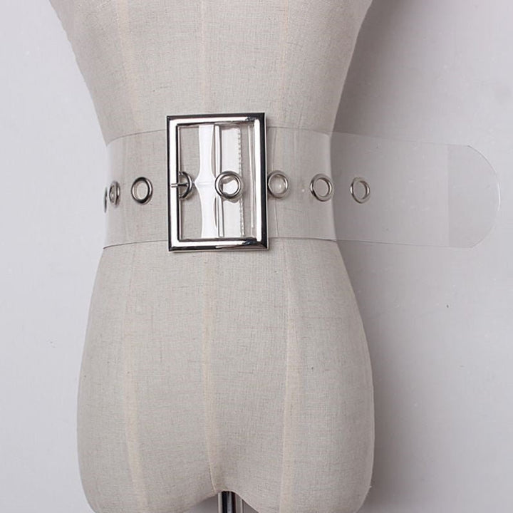 Plastic PVC Full Transparent Women's Wide Belt - Muhaab