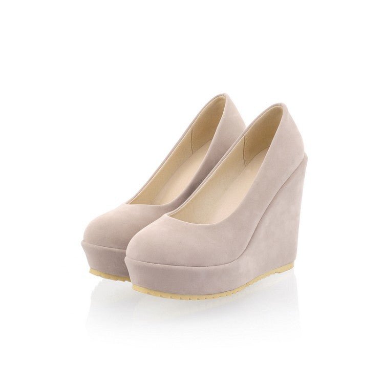 Platform Shoes Women Retro Fashion Thick Bottom Round Toe Lace Up Decorating High Wedges Shoes Woman - Muhaab