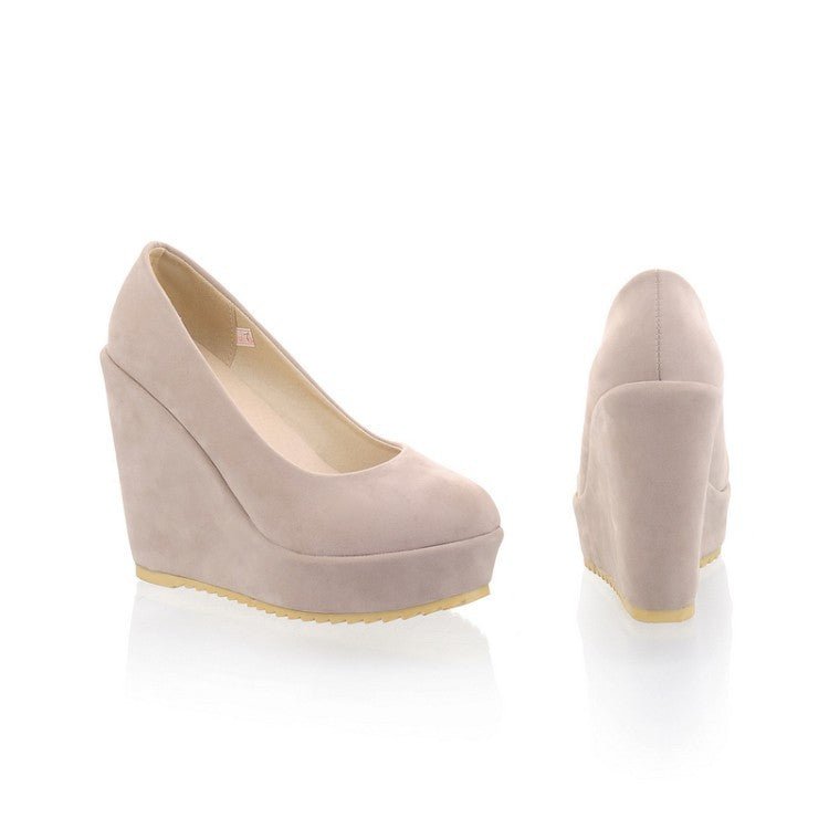 Platform Shoes Women Retro Fashion Thick Bottom Round Toe Lace Up Decorating High Wedges Shoes Woman - Muhaab