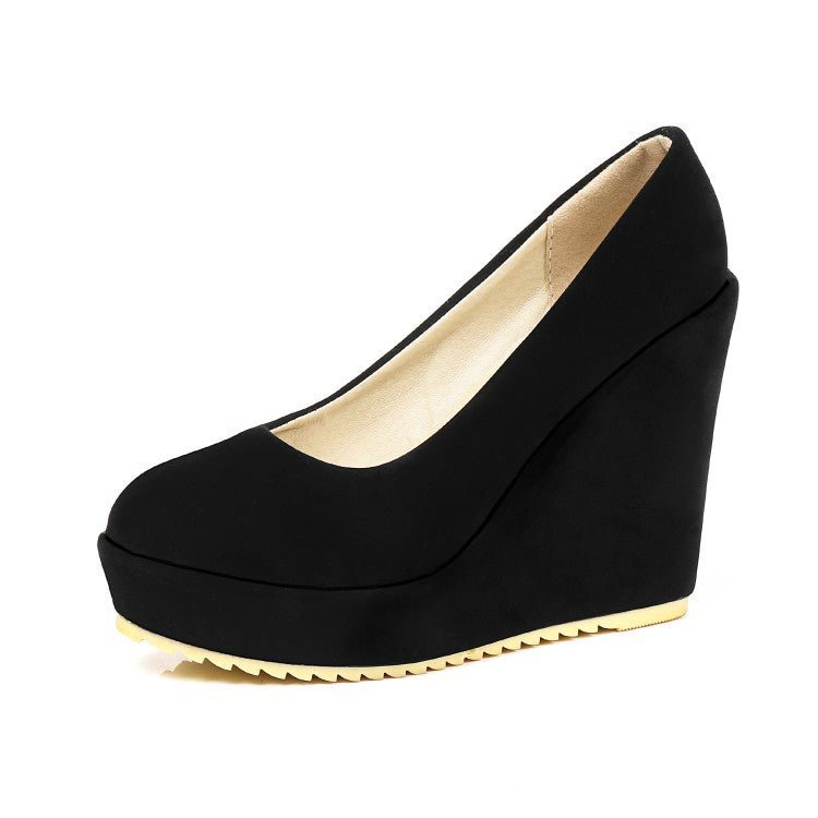 Platform Shoes Women Retro Fashion Thick Bottom Round Toe Lace Up Decorating High Wedges Shoes Woman - Muhaab