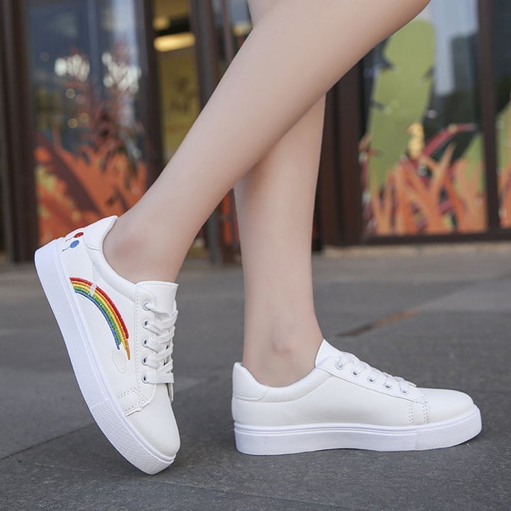 Rainbow white shoes women - Muhaab