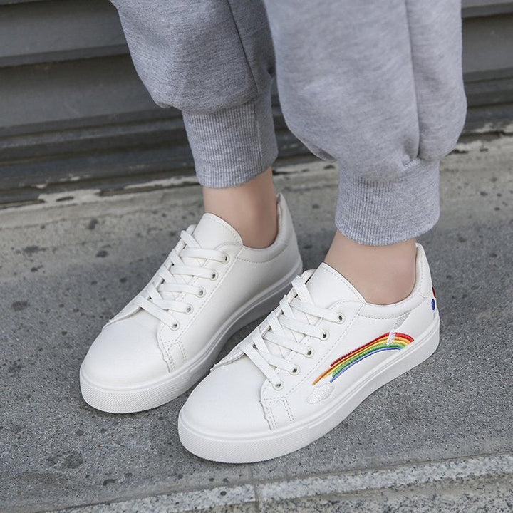 Rainbow white shoes women - Muhaab