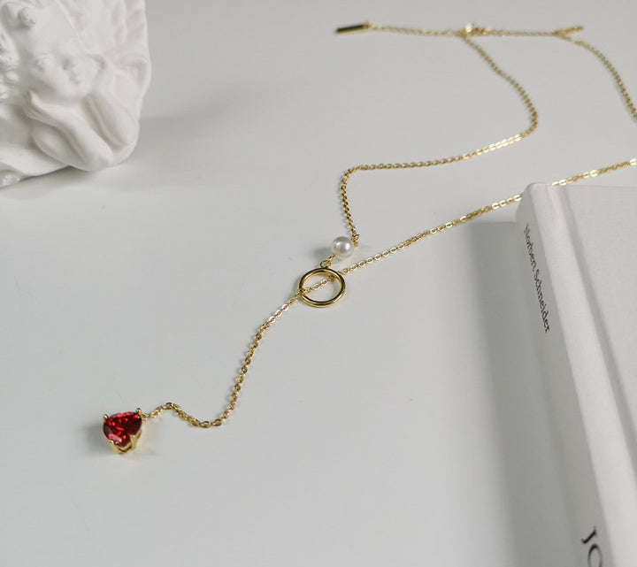 Red heart necklace female clavicle chain - Muhaab