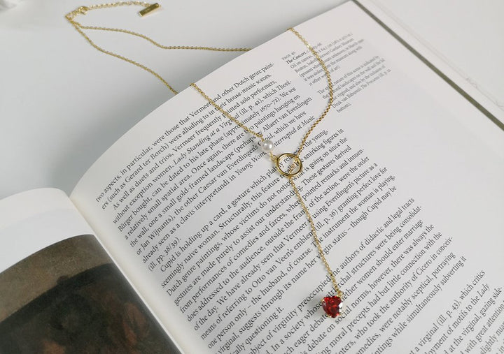 Red heart necklace female clavicle chain - Muhaab