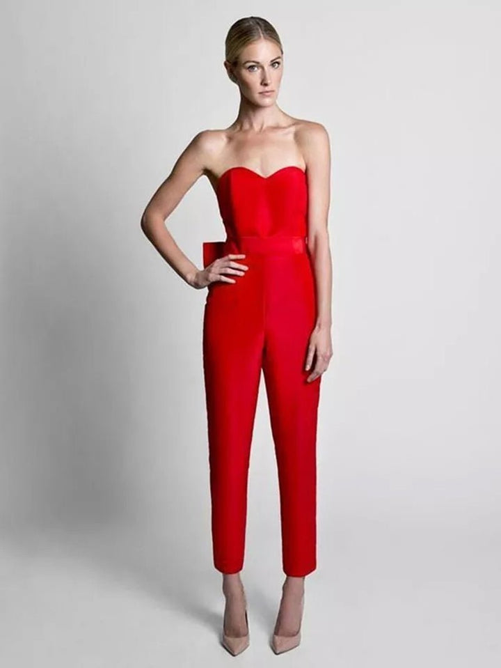 Red Jumpsuit Evening Dresses With - Muhaab