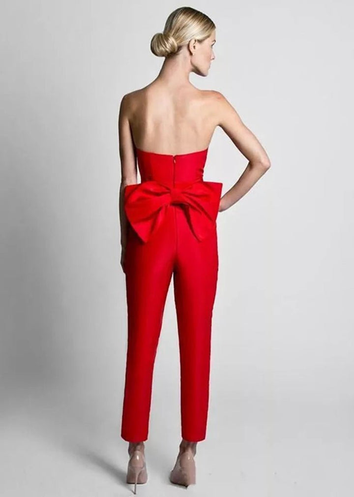 Red Jumpsuit Evening Dresses With - Muhaab