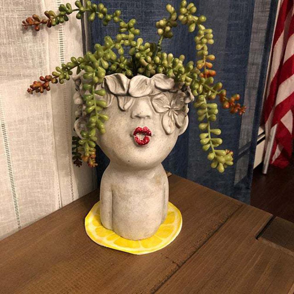 Resin Garden Faces Flower Pots Home Decor - Muhaab