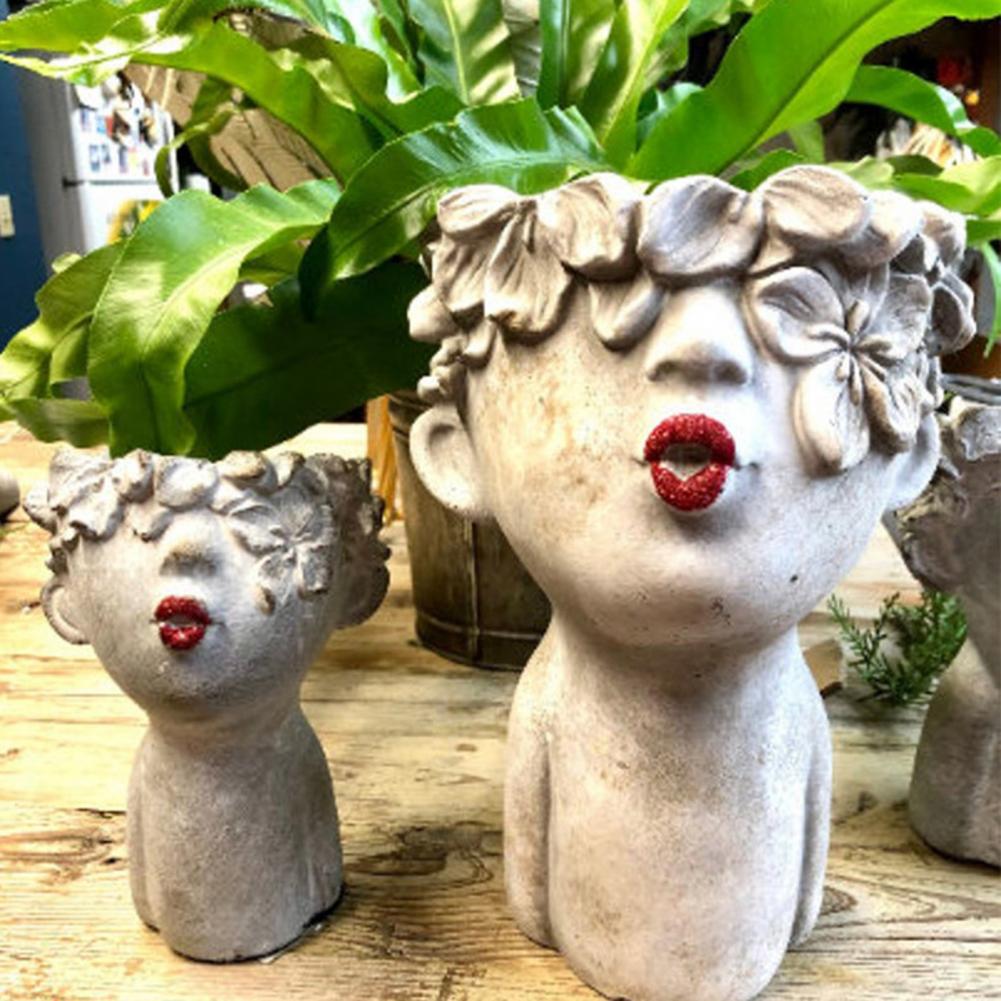 Resin Garden Faces Flower Pots Home Decor - Muhaab