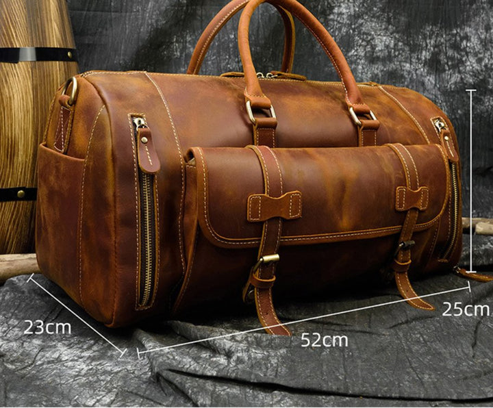 Retro Crazy Horse Leather Men's Travel Bag - Muhaab