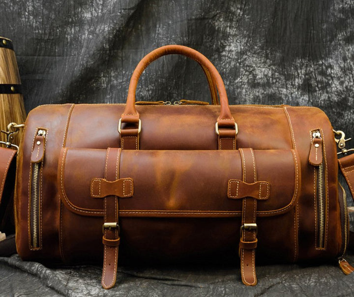 Retro Crazy Horse Leather Men's Travel Bag - Muhaab