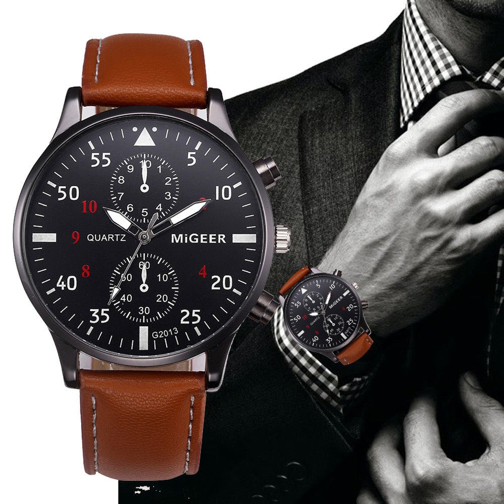 Retro Design Leather Band Watches Men Top Brand Relogio Masculino 2021 NEW Mens Sports Clock Analog Quartz Wrist Watches - Muhaab