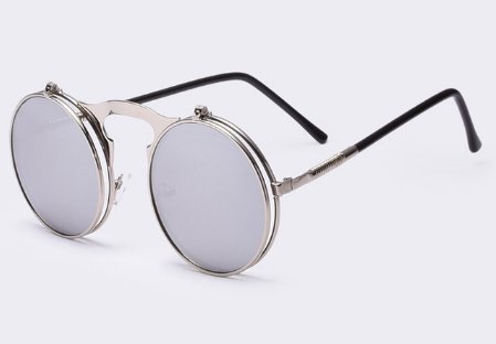 Retro flip cover polarizer men and women general sunglasses metal sunglasses - Muhaab