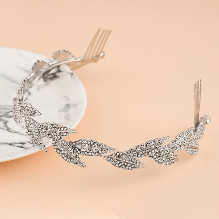 Retro Leaf Crown Jewelry Bride Hairband - Muhaab