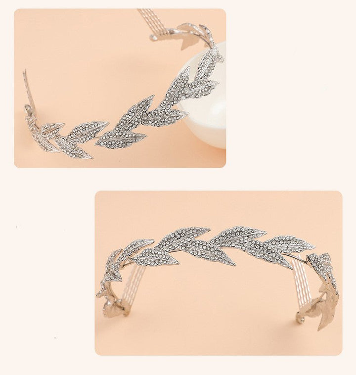 Retro Leaf Crown Jewelry Bride Hairband - Muhaab