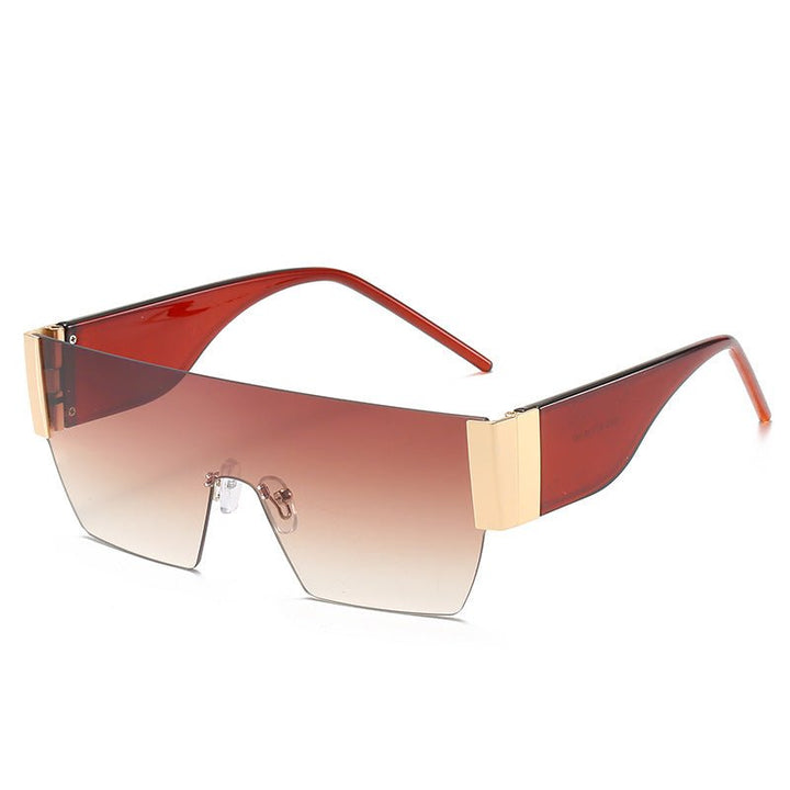 Rimless Big Square One-Piece Sunglasses Men And Women Fashion Sunglasses - Muhaab