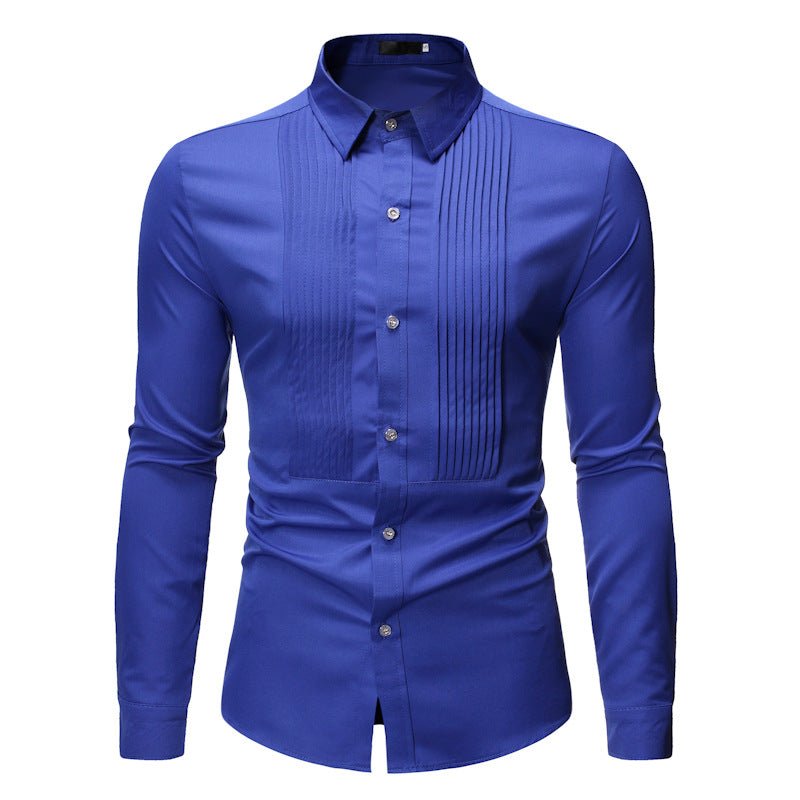 Royal Blue Wedding Tuxedo Shirt Men Brand Fashion Slim Fit Long Sleeve Mens Dress Shirts Business Casual Chemise Homme - Muhaab