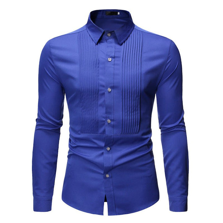 Royal Blue Wedding Tuxedo Shirt Men Brand Fashion Slim Fit Long Sleeve Mens Dress Shirts Business Casual Chemise Homme - Muhaab