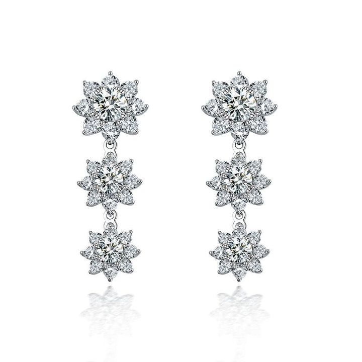 Sapphire Jewellery Floral Full Diamond Earrings - Muhaab