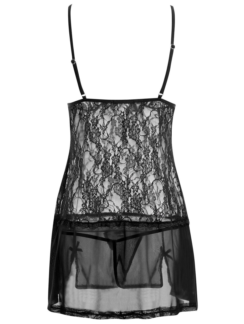 Sexy Pajamas Set Lace Suspenders Perspective Temptation Nightdress - Muhaab