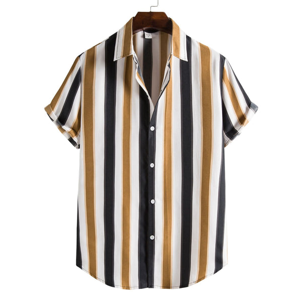 Shirt Printing Casual Men's Short-sleeved Shirt Lapel Top Men - Muhaab