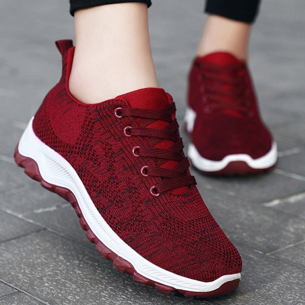 Shoes Women Breathable Flying Woven Soft Soled Running Shoes Lace Up Sneakers Women - Muhaab