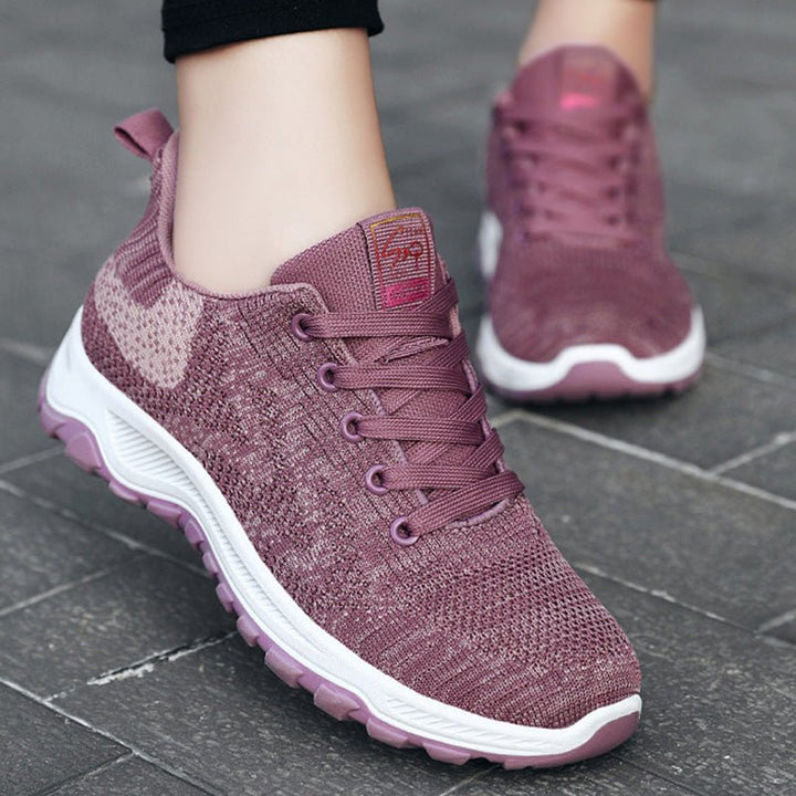 Shoes Women Breathable Flying Woven Soft Soled Running Shoes Lace Up Sneakers Women - Muhaab