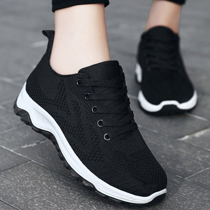 Shoes Women Breathable Flying Woven Soft Soled Running Shoes Lace Up Sneakers Women - Muhaab