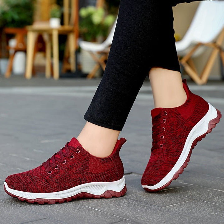 Shoes Women Breathable Flying Woven Soft Soled Running Shoes Lace Up Sneakers Women - Muhaab