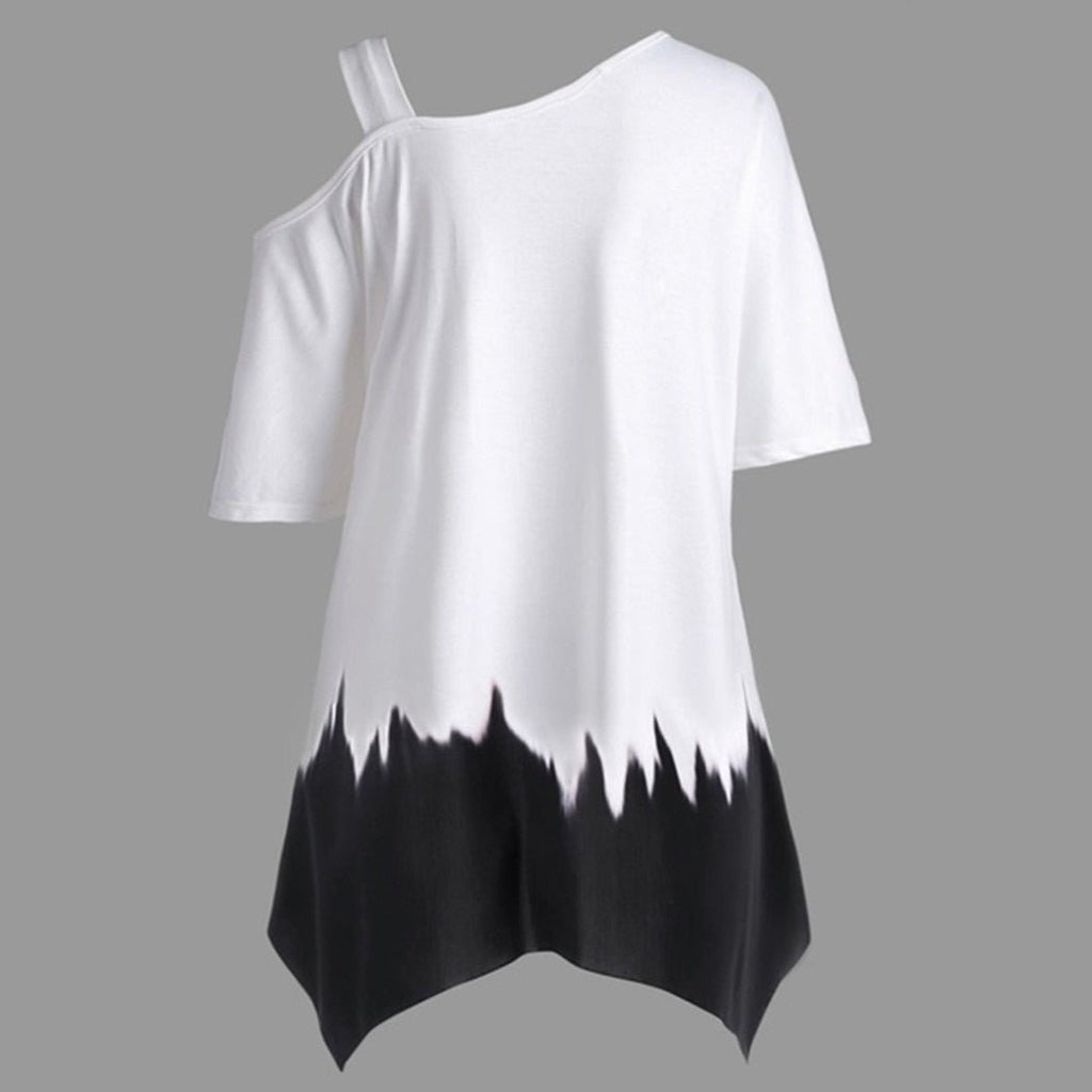 Short Sleeve 2021 Women Tops One Shoulder Summer Fashion Butterfly Printed Blouse Plus Size Tunic Casual Shirts Loose Blusas - Muhaab