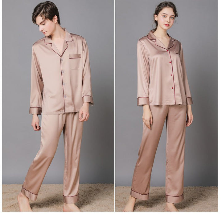 Silk Couple Pajamas And Home Wear Long-Sleeved Suit - Muhaab