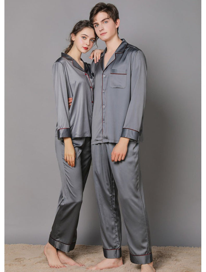 Silk Couple Pajamas And Home Wear Long-Sleeved Suit - Muhaab