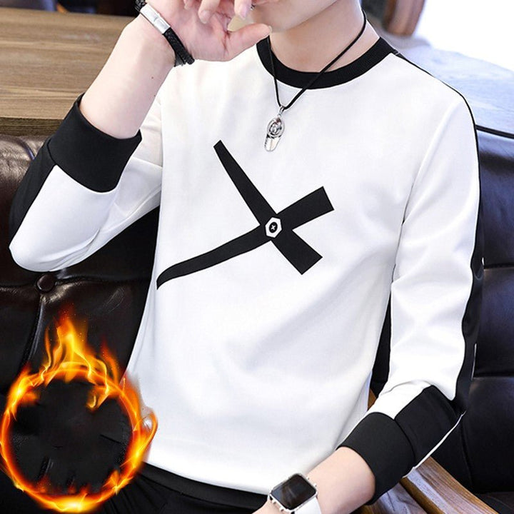 Sleeve long sleeve T-shirt men plus velvet thickening - Muhaab