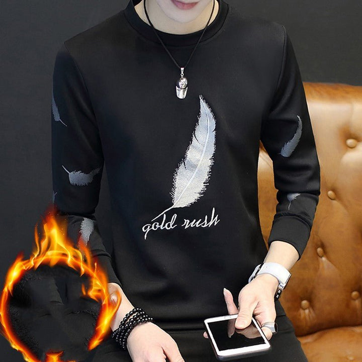 Sleeve long sleeve T-shirt men plus velvet thickening - Muhaab