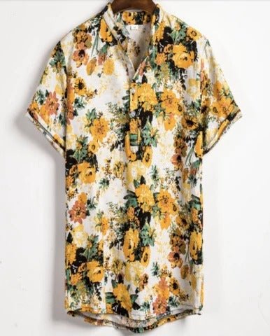Slim shirt men contrast color printing shirt men - Muhaab