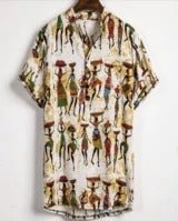 Slim shirt men contrast color printing shirt men - Muhaab