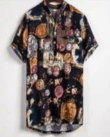 Slim shirt men contrast color printing shirt men - Muhaab