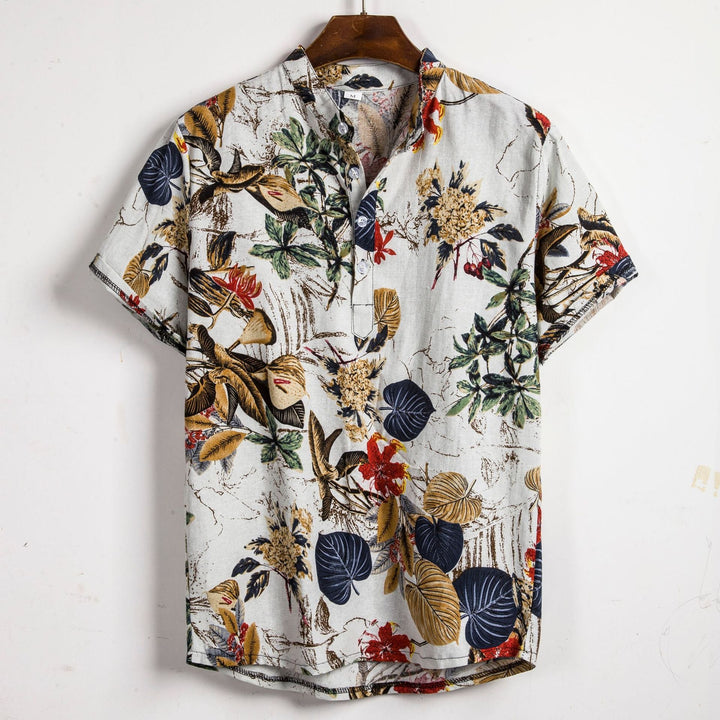 Slim shirt men contrast color printing shirt men - Muhaab