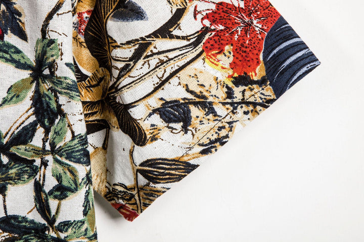 Slim shirt men contrast color printing shirt men - Muhaab