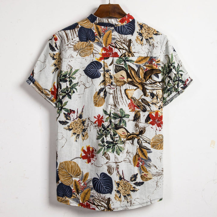 Slim shirt men contrast color printing shirt men - Muhaab