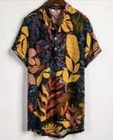 Slim shirt men contrast color printing shirt men - Muhaab