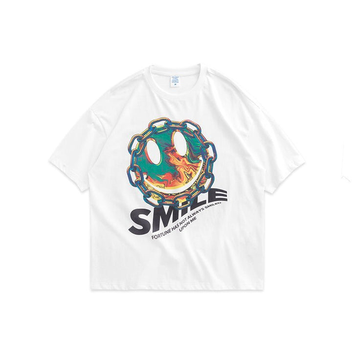 Smiley printed short-sleeved T-shirt men - Muhaab