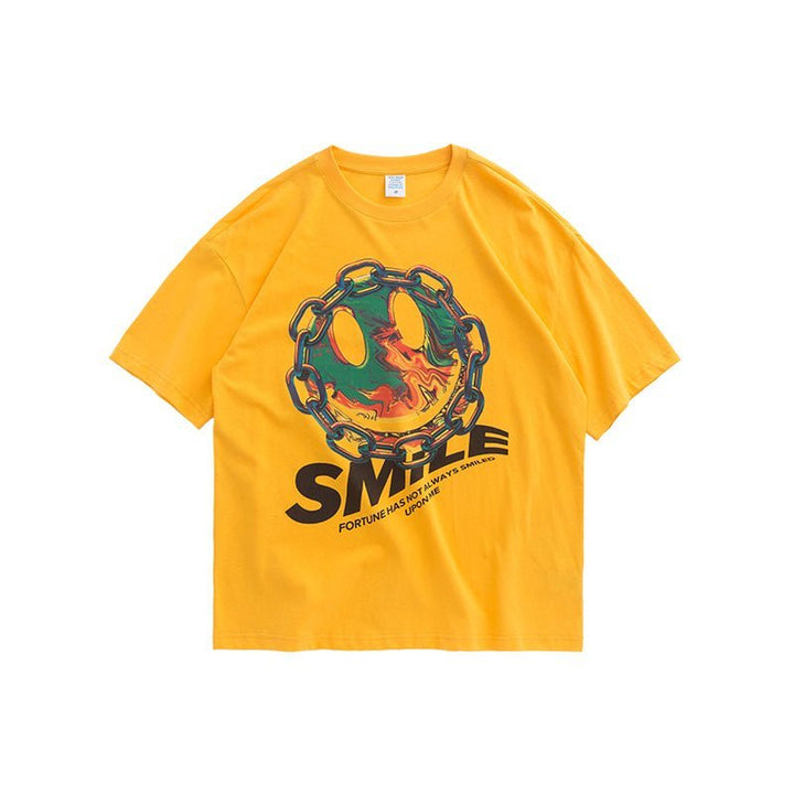 Smiley printed short-sleeved T-shirt men - Muhaab