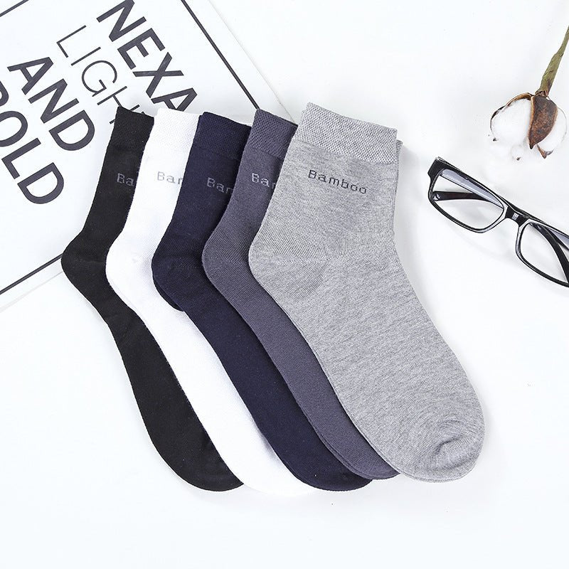 Socks Solid Color Socks Men's Mid-tube Bamboo Fiber Socks Men - Muhaab