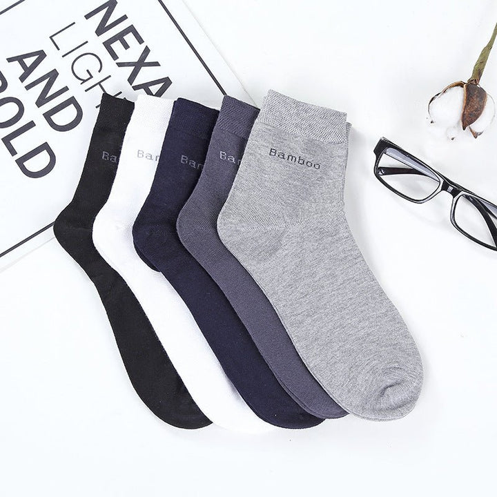 Socks Solid Color Socks Men's Mid-tube Bamboo Fiber Socks Men - Muhaab